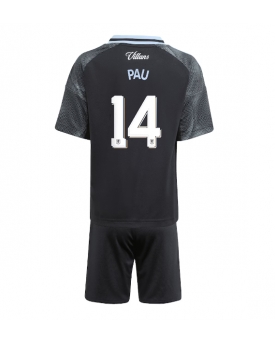 Billige Fotballdrakt Aston Villa Pau Torres #14 Replika Bortedraktsett Barn 2025-26 Kortermet (med bukser)